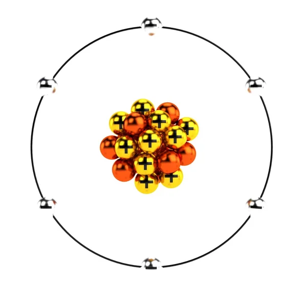 Realistische 3D-Darstellung des Atoms — Stockfoto