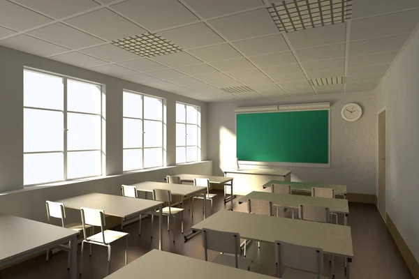 Realistische 3d render van klaslokaal — Stockfoto