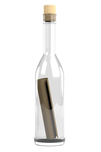 Realista 3d renderização de mensagem em garrafa — Fotografia de Stock