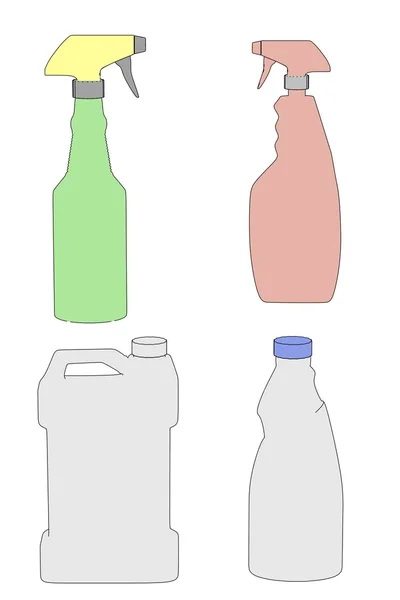 Cartoon image of cleaner containers — Stock Photo, Image