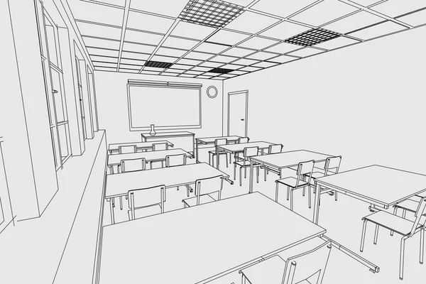 Tecknad bild av klassrummet interiör — Stockfoto