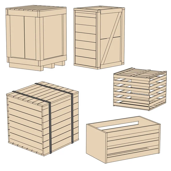 Imagen de dibujos animados de cajas de madera —  Fotos de Stock