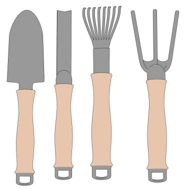 Bahçe aletleri, karikatür resim