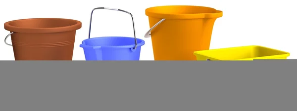 Realistické 3d vykreslení kbelíky — Stock fotografie