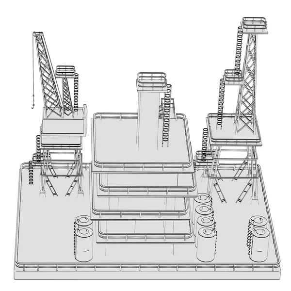 Cartoon image of oil rig — Stock Photo, Image