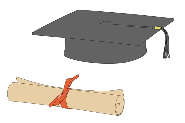 毕业帽和文凭的形象 — 图库照片