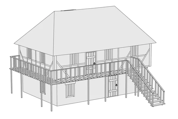 Мультяшне зображення середньовічного будинку — стокове фото
