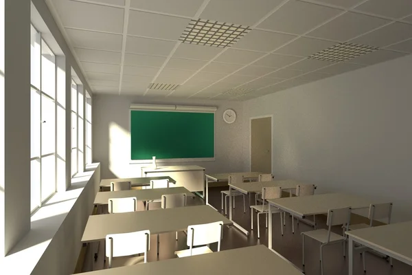 Realistische 3D-Darstellung des Klassenzimmers — Stockfoto