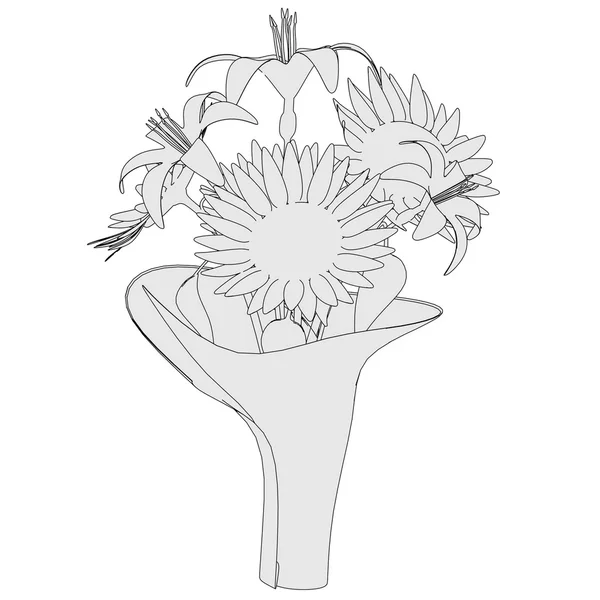 Ilustracja kreskówka kwiat bukiet — Zdjęcie stockowe