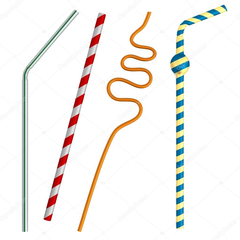 Realistic 3d render of drinking straws