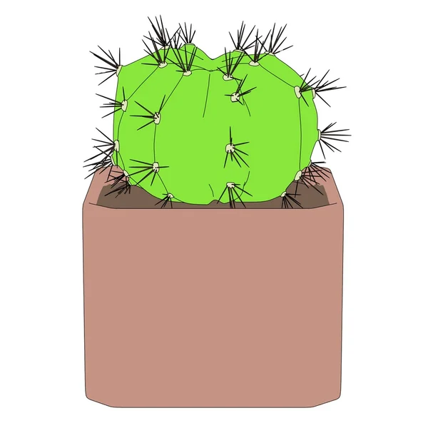Kreskówka obraz kaktus w doniczce — Zdjęcie stockowe
