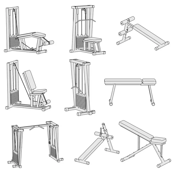 Cartoon image of gym machines — Stock Photo, Image