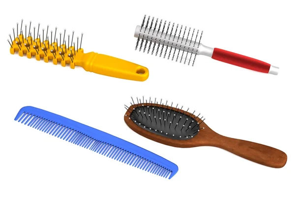 Realistic 3d render of hair brushes — Stock Photo, Image