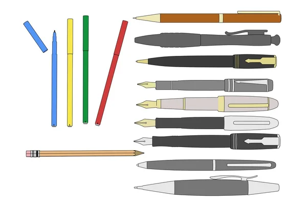 Мультяшне зображення набору ручок — стокове фото