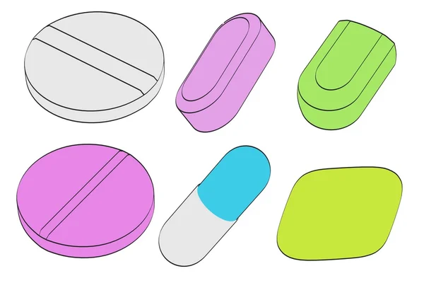 Cartoon image of pill set — Stock Photo, Image