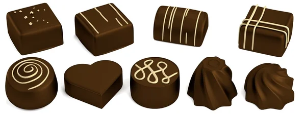 Realistische 3D Render van Chocolade snoepjes — Stockfoto