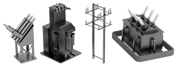 Realista 3d renderizado de elementos de subestación —  Fotos de Stock