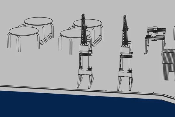 Kreskówka obraz port przemysłowy — Zdjęcie stockowe