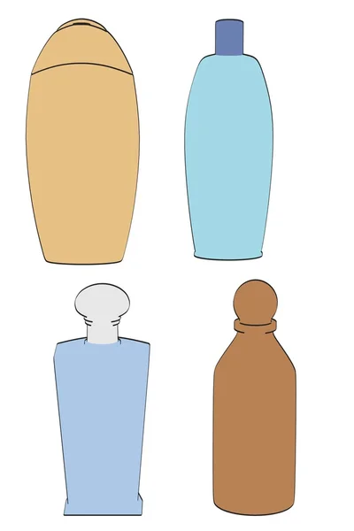 Tecknad bild av schampoflaskor — Stockfoto