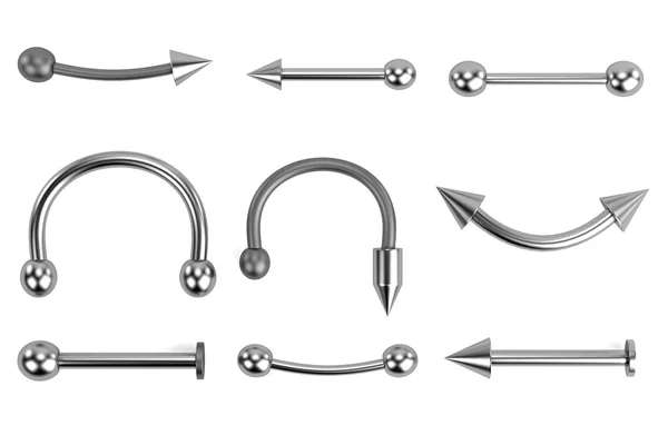 Реалістичний 3d візуалізація пірсингів — стокове фото