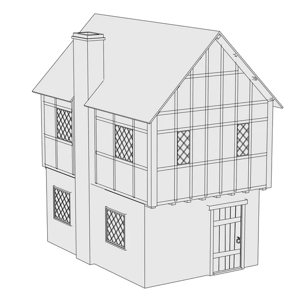 Karikatur des mittelalterlichen Hauses — Stockfoto
