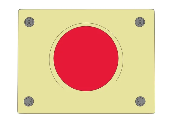 Karikatur eines roten Knopfes — Stockfoto