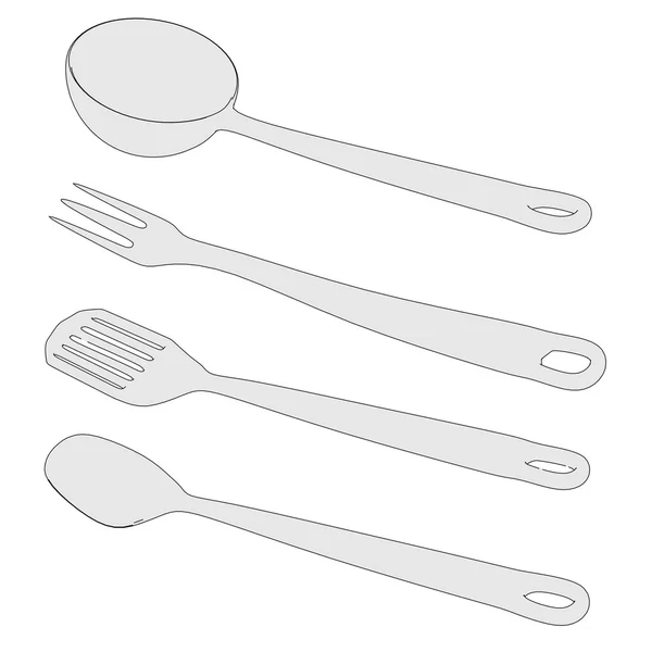 Cartoon image of kitchen utensils — Stock Photo, Image
