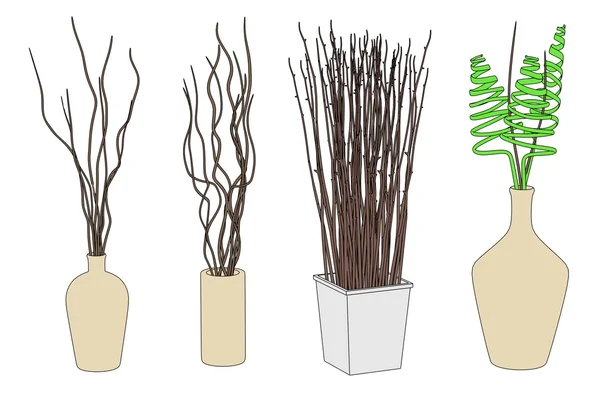 Cartoon afbeelding van vazen met planten — Stockfoto