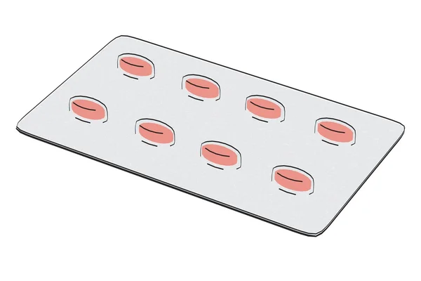 Immagine cartone animato di piatto pillola — Foto Stock
