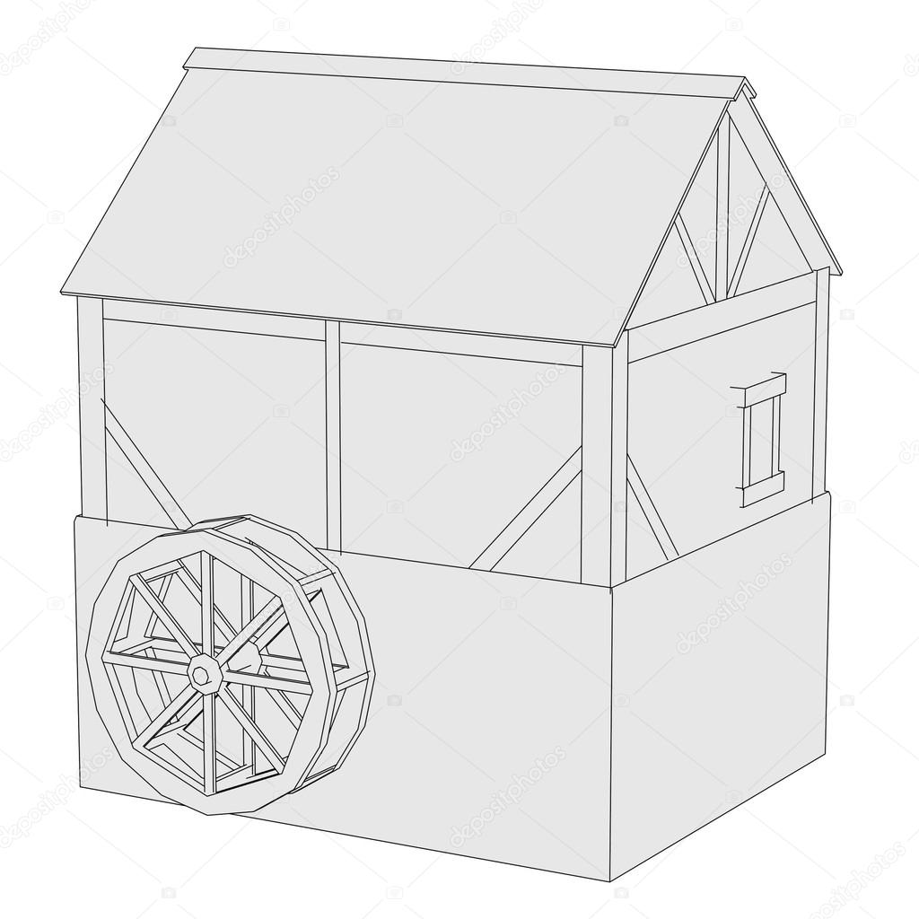 Image De Dessin Animé De Moulin à Eau Photographie