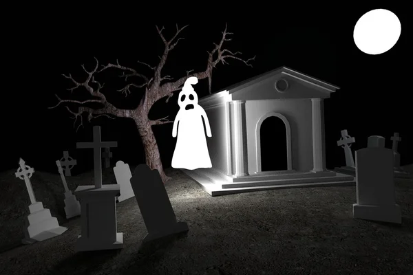 Realistic 3d render of cemetery — Stock Photo, Image