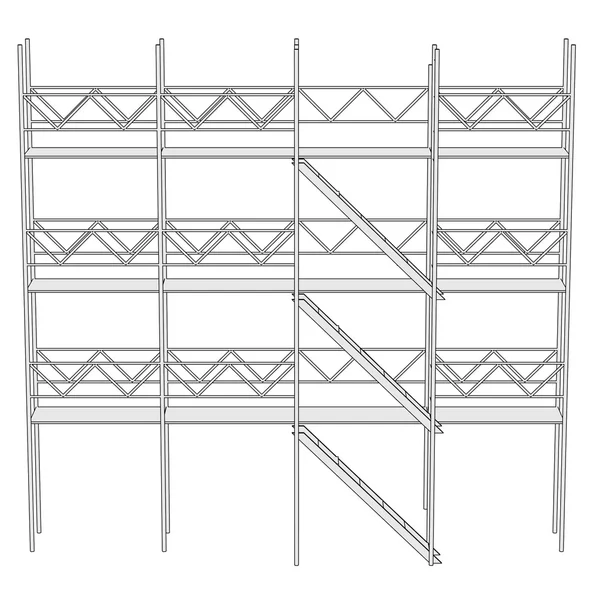 Kreslený obrázek lešení pro budování — Stock fotografie