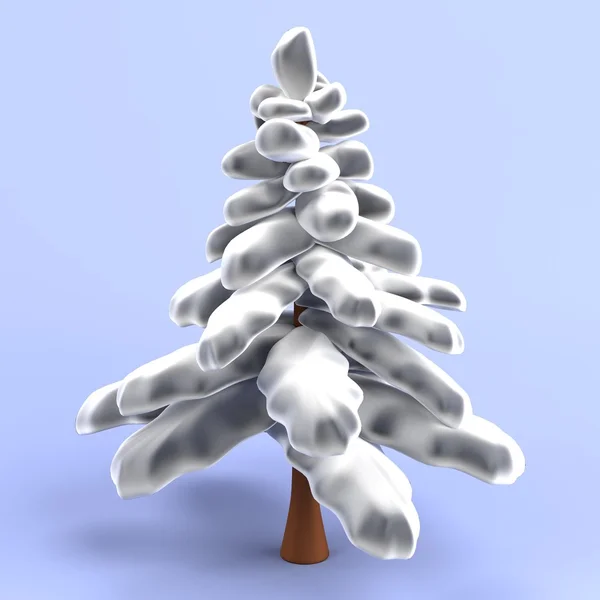Реалістичний 3d візуалізація снігового дерева — стокове фото