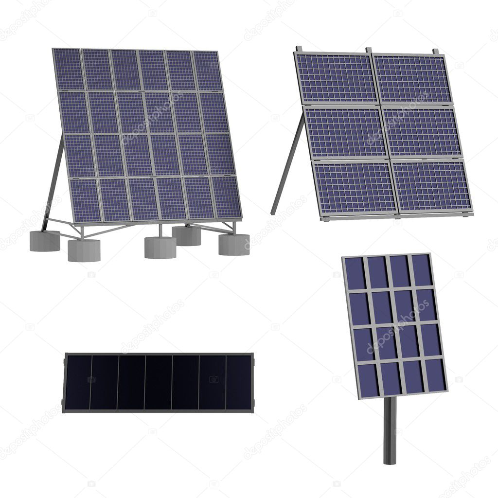 Realistic 3d render of solar panels