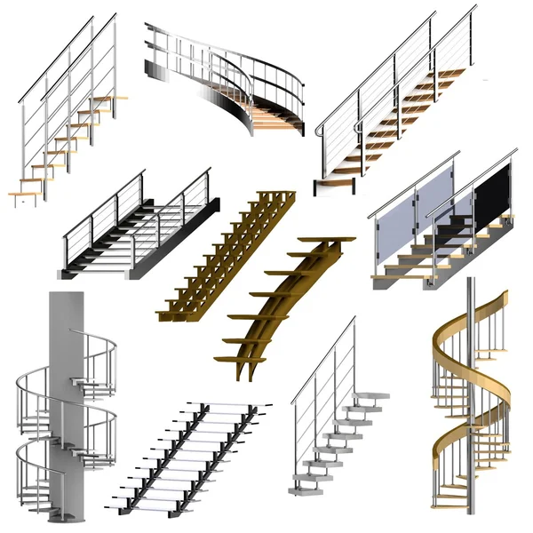 Rendu 3d réaliste des escaliers ensemble — Photo