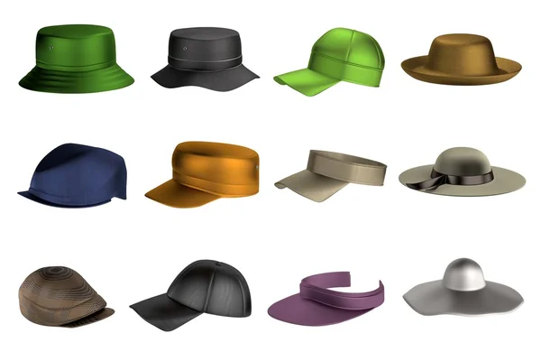 Rendering realistico 3d di cappelli estivi — Foto Stock