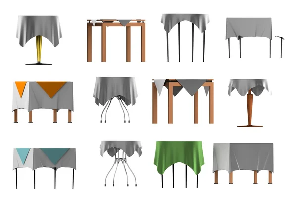 Renderização 3D realista da tabela com toalha de mesa — Fotografia de Stock