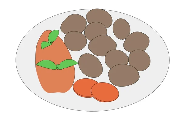 Imagen de dibujos animados de comida en plato —  Fotos de Stock
