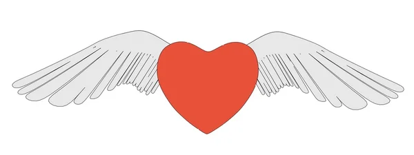 Cartoon image of winged heart — Stock Photo, Image