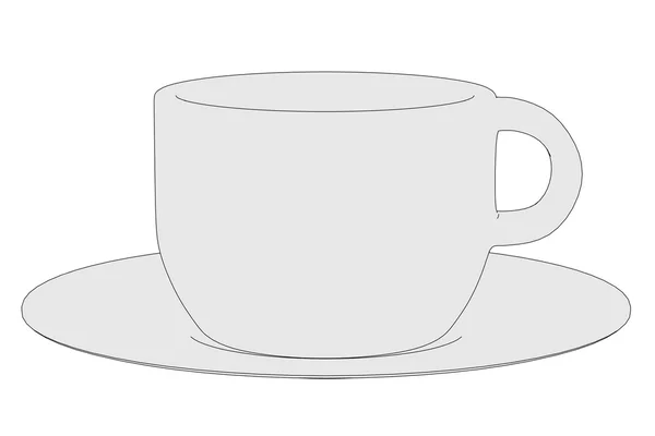 Мультяшне зображення чашки на тарілці — стокове фото
