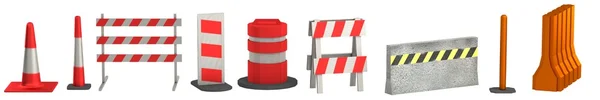 Realista 3d renderização de barreiras de tráfego — Fotografia de Stock