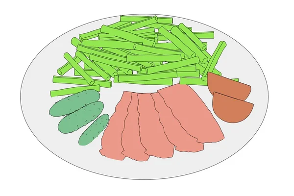 Cartoon image of food on plate — Stock Photo, Image