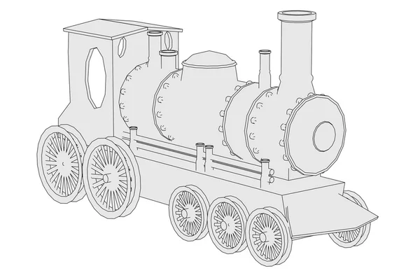 Мультяшне зображення старого поїзда — стокове фото