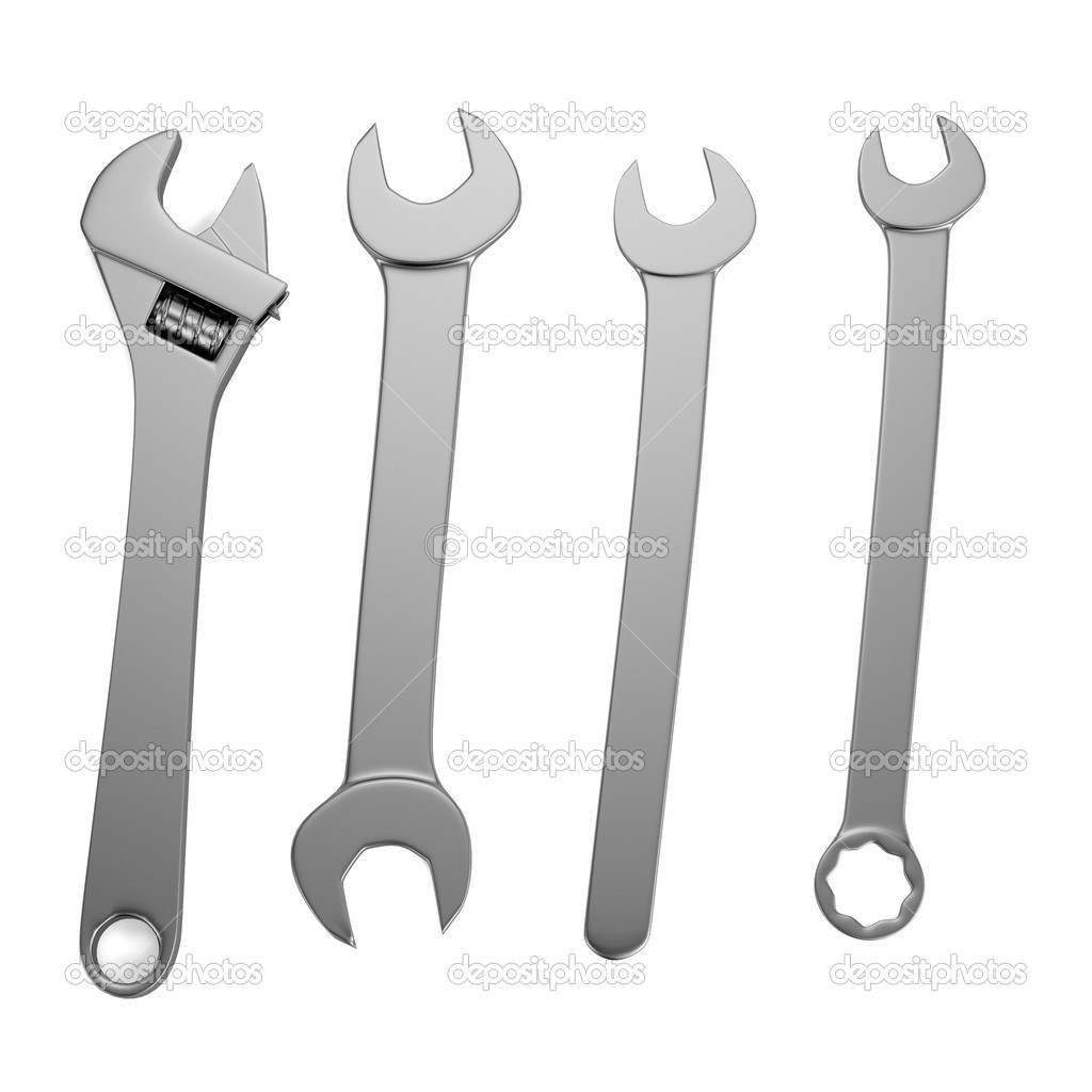 Realistic 3d render of wrenches