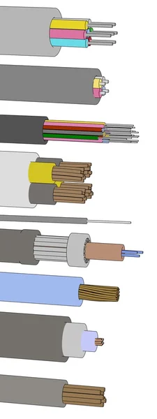 Kreslený obrázek elektrických kabelů — Stock fotografie