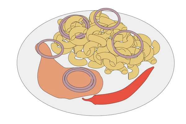 Imagem dos desenhos animados de comida no prato — 图库照片