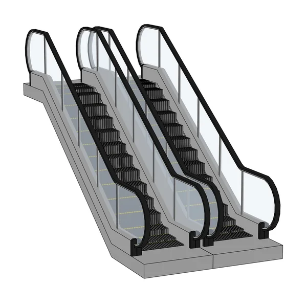 Karikatúra kép, mozgólépcső, lépcsők — Stock Fotó