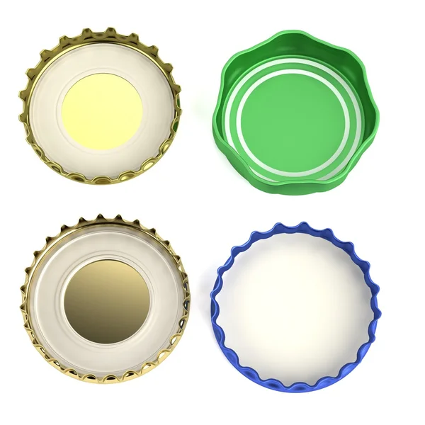 Realistic 3d render of bottle lids — Stock Photo, Image