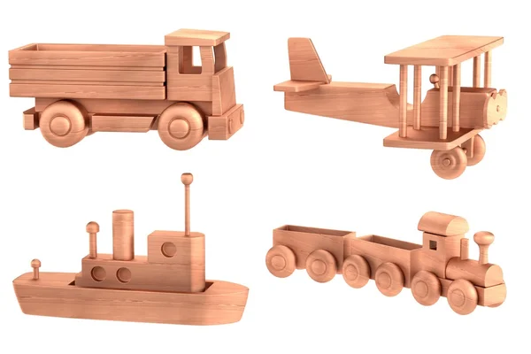 Realistische 3D-Darstellung von Holzspielzeug Stockbild
