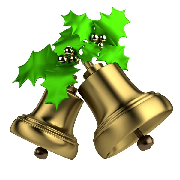 Realistic 3d render of xmas bells — Stock Photo, Image